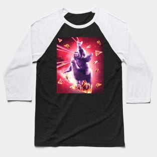 Laser Eyes Space Cat Riding Sloth, Llama - Rainbow Baseball T-Shirt